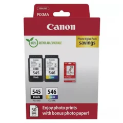 Canon PG-545/CL-546 Pack de 2 Cartuchos de Tinta Originales + 50 Hojas de Papel Fotografico - 8287B008