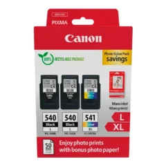 Canon PG-540L/CL-541XL Pack 3 Cartuchos + 50 Hojas de Papel Fotografico