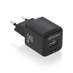 Aisens ASCH-25W2P015-BK Cargador de Pared 1xUSB Tipo-C 1xUSB 25W