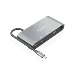 Aisens ASUC-8P010-GR Docking USB-C 1xHDMI 1xVGA 2xUSB 1xRJ45 2xUSB-C 1xUSB-C PD Gris