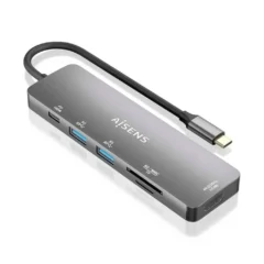 Aisens ASUC-6P016-GR Docking 1xHDMI 2xUSB 1xLector Tarjetas 1xUSB-C PD Gris