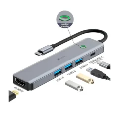 Leotec LEDS05 Docking USB Tipo-C 3xUSB 1xUSB Tipo-C PD 1xHDMI Gris