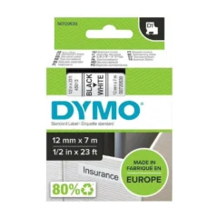Dymo D1 45013 Cinta Rotuladora de Poliéster para Label Manager 12mm Negra-Blanca