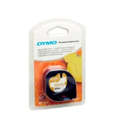 Dymo 18769 Cinta Adhesiva Plástica 12mm x 2m Negra-Blanca