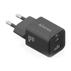 Aisens ASCH-30W2P021-BK Cargador Gan de Pared 1xUSB-C 1xUSB 30W