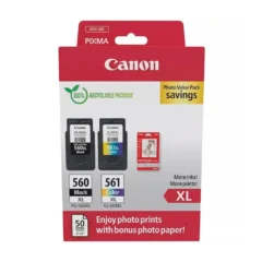 Canon Tinta Inkjet PG560XL CL561XL Pack Negro, Tricolor y Papel Foto
