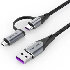 Vention CQFHF USB-C 2.0 Macho + mUSB Macho - USB Macho 480Mbps 1m Gris