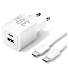 Vention TZ-FEQW0-EU-01 Cargador Gan de Pared 1xUSB-C 1xUSB + Cable USB-C 30W