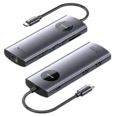 Vention TQVHB Docking USB-C 2xHDMI 3xUSB 1xRJ45 1xLector 1xUSB-C PD Gris