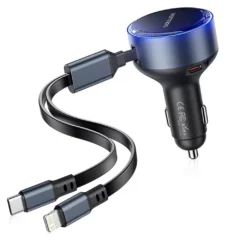Vention FFOB0 Cargador de Coche 1xUSB-C Macho 1xUSB-C hembra 1xLightning Macho 30W